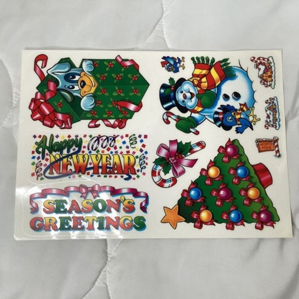 Vintage Christmas Static Cling Window Kit Santa Holiday 9x12 Sheets Set Of 5 - Picture 3 of 10